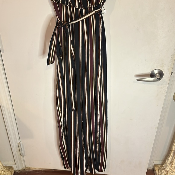 Striped Burgundy Romper - Picture 3 of 6